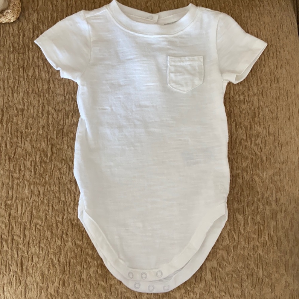 Janie and Jack White Pocket Onesie